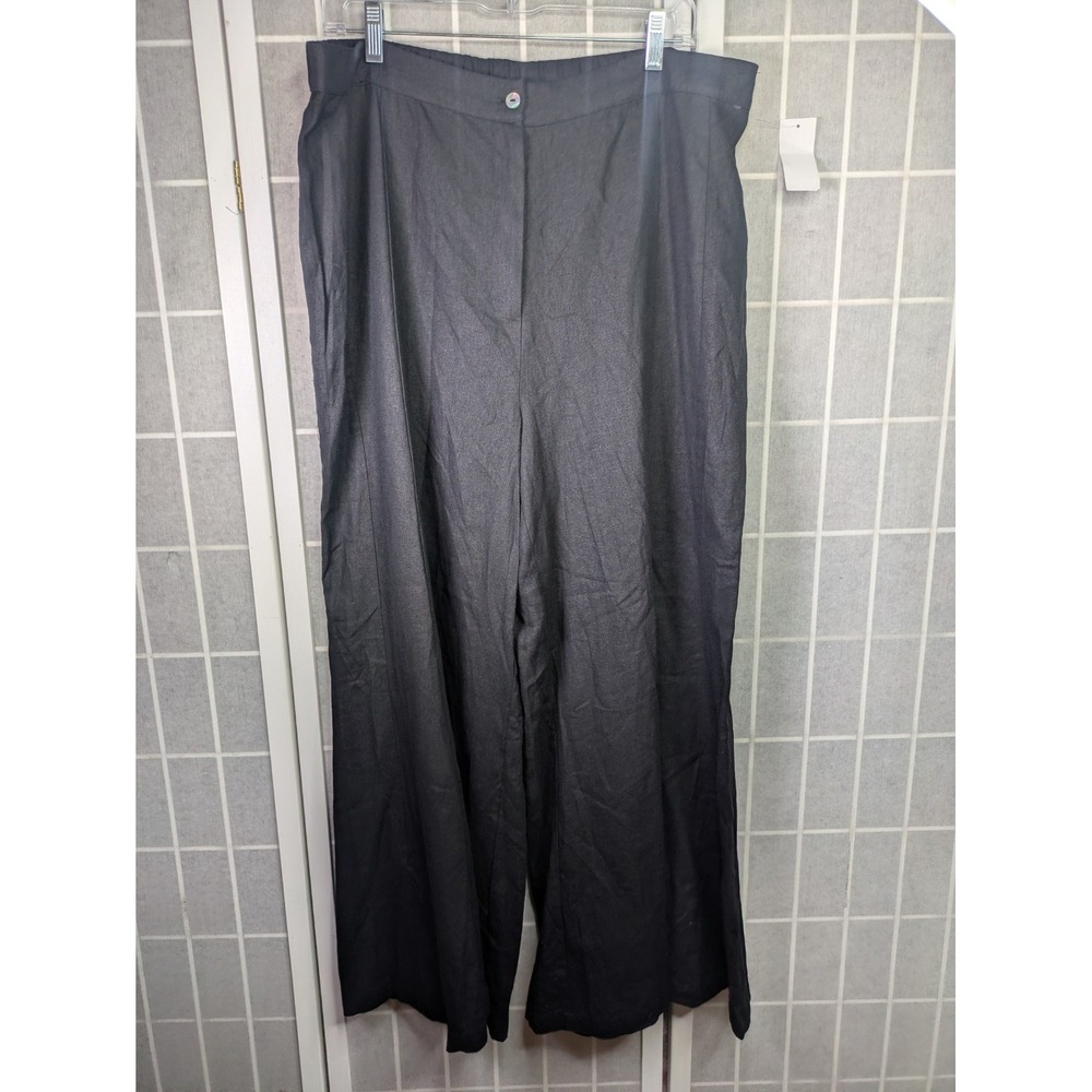 CeCe Women's Pants XL Wide Leg Pull On NWT $89 Linen Rayon Workwear Breathable
